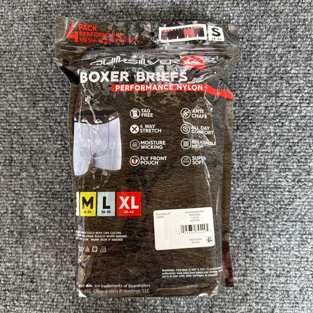 Quiksilver Men's Moisture Wicking Performance Mesh Boxer Brief, 4pk, S (28-30) - Picture 2 of 8